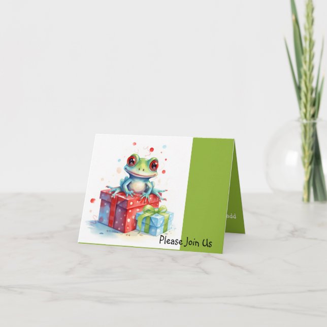 Frog Holiday Birthday Invitation (Front)