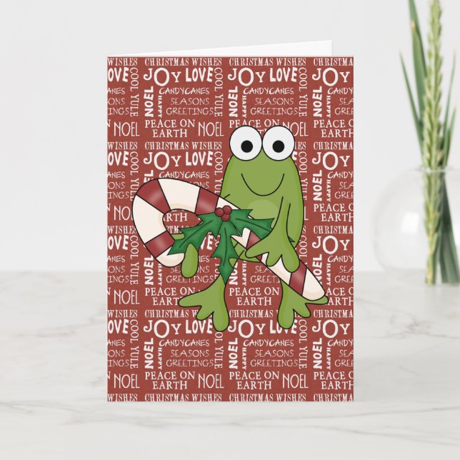 Frog Hoppy Holidays Customizable Card (Front)