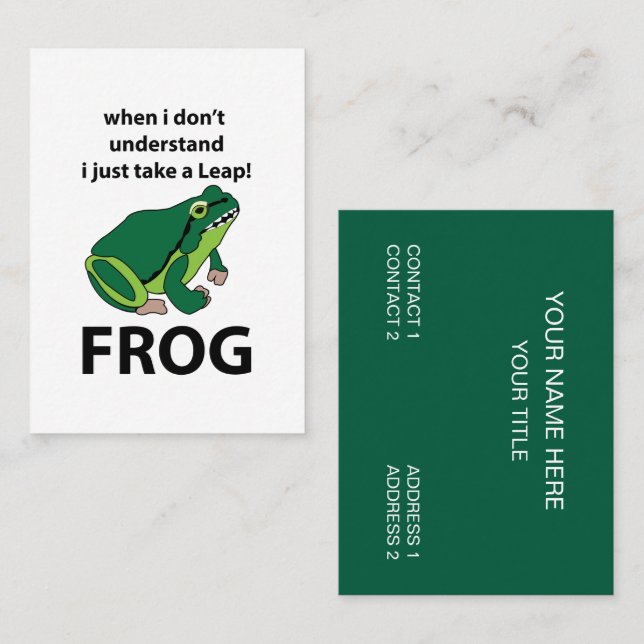 Frog  I Just Take A Leap Frog Business Card (Front/Back)