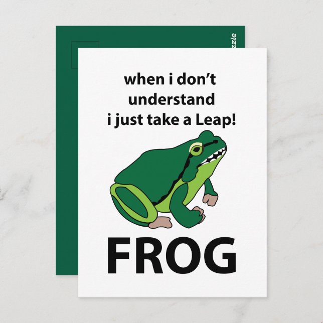 Frog  I Just Take A Leap Frog Postcard (Front/Back)
