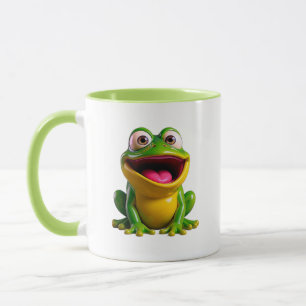 Frog Illustration Cute Smiling Green Mug