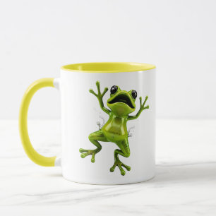 Frog Illustration Funny Glossy Green Mug