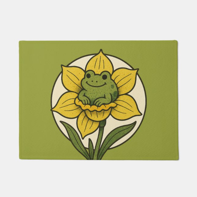 Frog in a daffodil froggy                          doormat (Front)