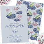 Frog in a Lily Pond Cute Kids First Birthday Party Invitation<br><div class="desc">Watercolor frog on a water lily leaf fun design which is perfect for an animal lover's 1st birthday party invitation.  You can easily customize the invitation to your liking by changing any of the text,  including the age.  Gender neutral for a boy or girl.  Original art by Nic Squirrell.</div>