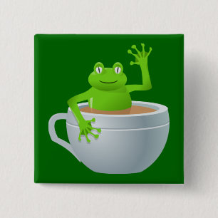 Frog in a Tea 2 Inch Square Button