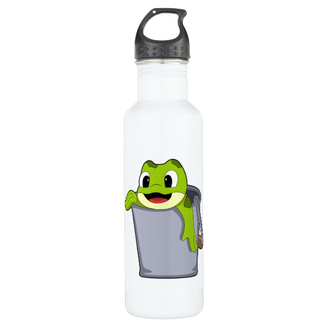 Frog in Bucket 710 Ml Water Bottle (Front)