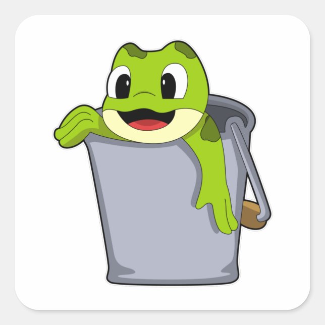 Frog in Bucket Square Sticker (Front)