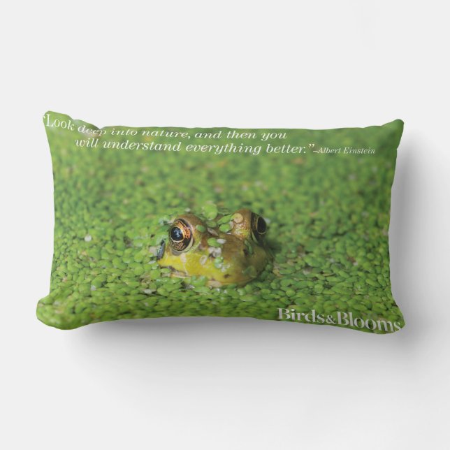 Frog in Green Algae Lumbar Pillow (Front)