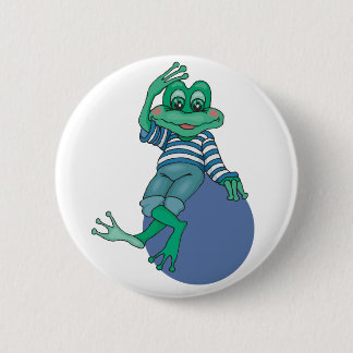 Frog in Jeans, Birthday, Polka Dots 2 Inch Round Button