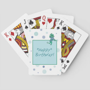 Frog in Jeans, Birthday, Polka Dots Playing Cards