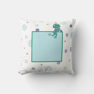 Frog in Jeans, Birthday, Polka Dots Throw Pillow
