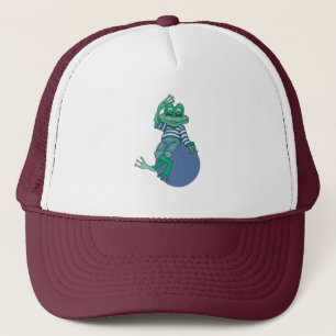 Frog in Jeans, Birthday, Polka Dots Trucker Hat