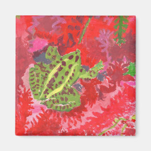 Frog in red bog magnet
