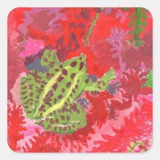 Frog in red bog stickers