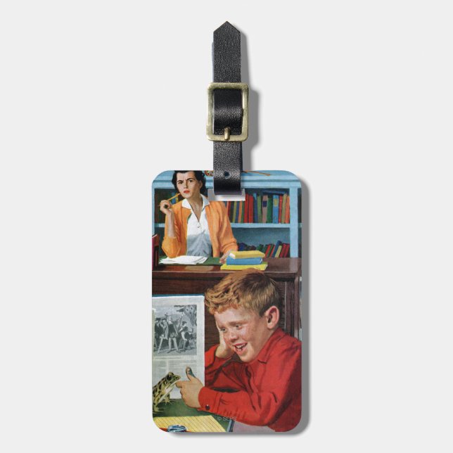 Frog in the Library Luggage Tag (Front Vertical)