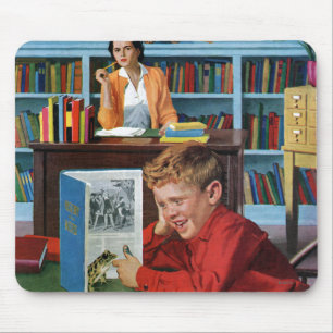 Frog in the Library Mouse Pad