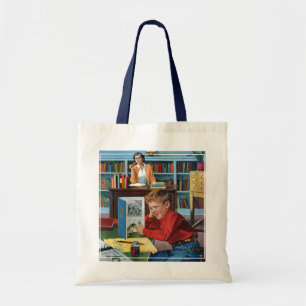 Frog in the Library Tote Bag