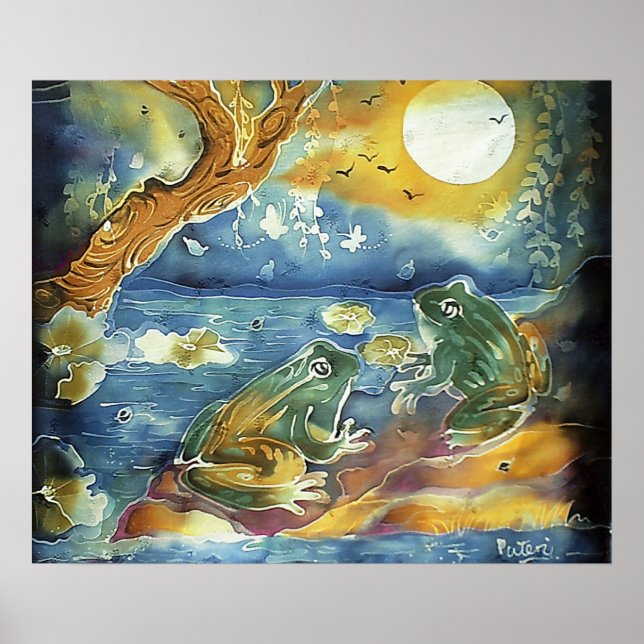 Frog in the Moonlight Painting Poster (Front)