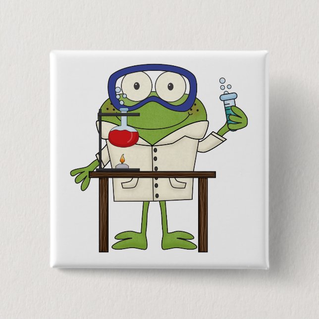 Frog in the Science Lab 2 Inch Square Button (Front)