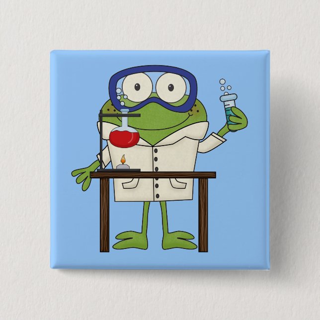 Frog in the Science Lab 2 Inch Square Button (Front)