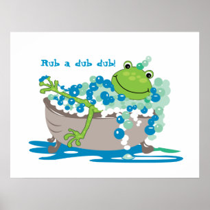 Frog In Tub Kids Bathroom Art Frog Bathroom Poster