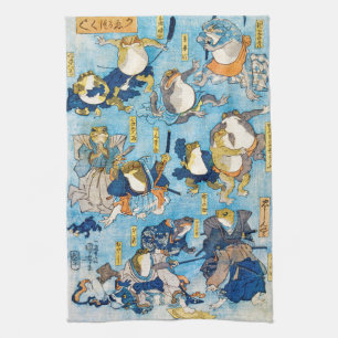 Frog Kabuki Actor, Kuniyoshi, Ukiyo-e Kitchen Towel