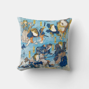 Frog Kabuki Actor, Kuniyoshi, Ukiyo-e Throw Pillow
