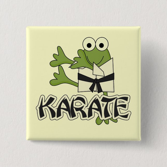 Frog Karate Tshirts and Gifts 2 Inch Square Button (Front)