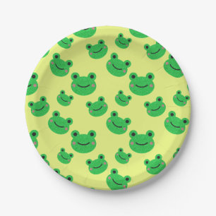 Frog kids party tableware Cute Green Toad Froggy P Paper Plate