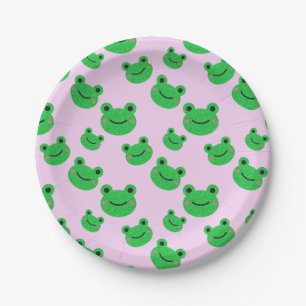 Frog kids party tableware Cute Green Toad Froggy Paper Plate