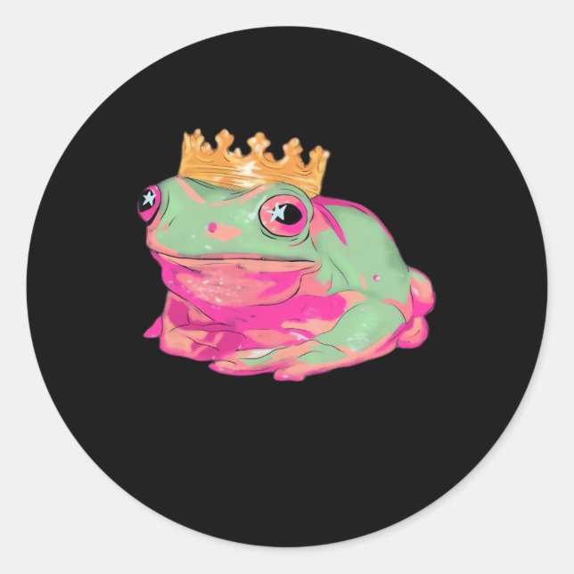 Frog King - Funky Meme Classic Classic Round Sticker (Front)