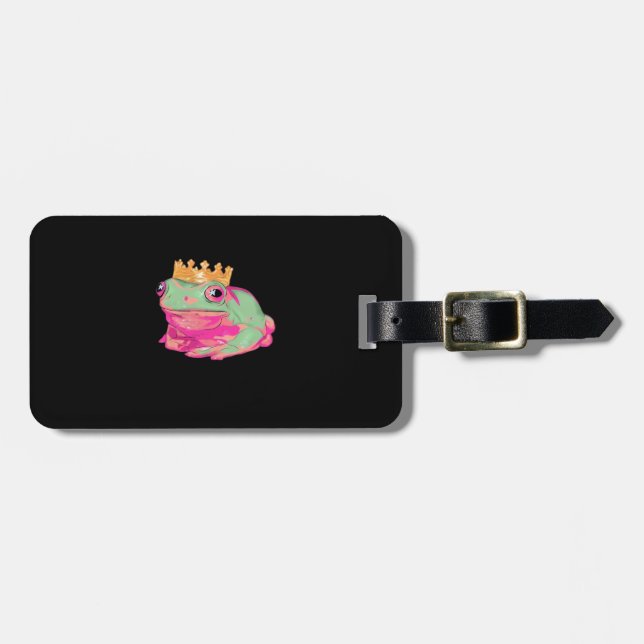 Frog King - Funky Meme Classic Luggage Tag (Front Horizontal)
