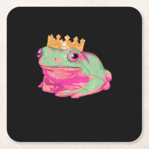 Frog King - Funky Meme Classic Square Paper Coaster