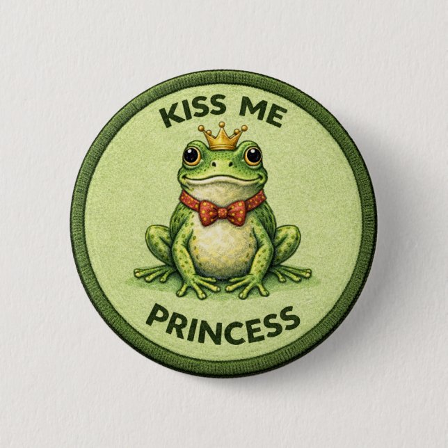 Frog Kiss 2 Inch Round Button (Front)