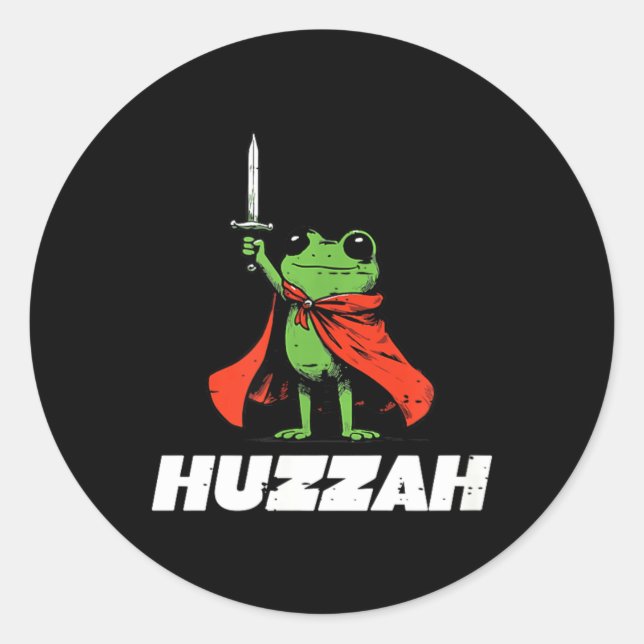 Frog Knight Sword Huzzah Medieval Funny Meme Men Classic Round Sticker (Front)