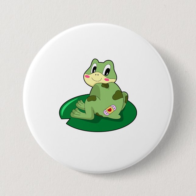 Frog Leaf Heart Plaster 3 Inch Round Button (Front)
