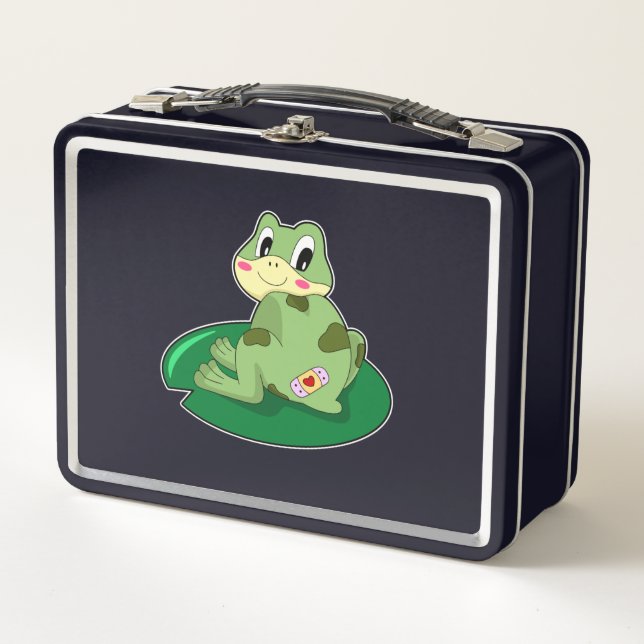 Frog Leaf Heart Plaster Metal Lunch Box (Front)