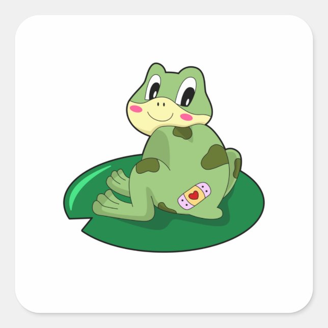 Frog Leaf Heart Plaster Square Sticker (Front)