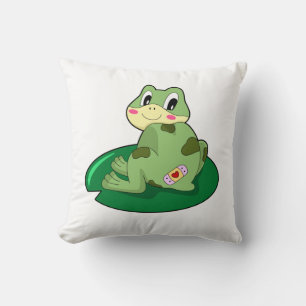 Frog Leaf Heart Plaster Throw Pillow