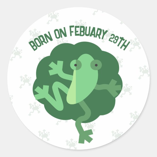 Frog Leap Birthday Feb 29 Leapling Green Classic Round Sticker (Front)