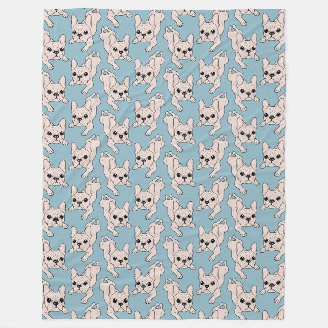 Frog Leg Cream French Bulldog Fleece Blanket (Front)
