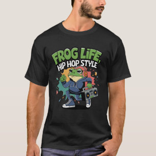 Frog Life – Hip Hop Style Funny Frog Design T-Shirt