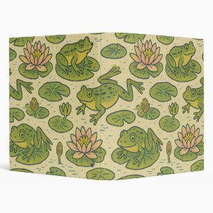Frog Lili pads Waterlily Art                       Binder