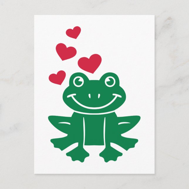 Frog love red hearts postcard (Front)