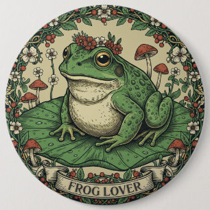 Frog Lover Cottagecore 6 Inch Round Button