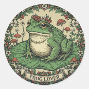 Frog Lover Cottagecore Classic Round Sticker