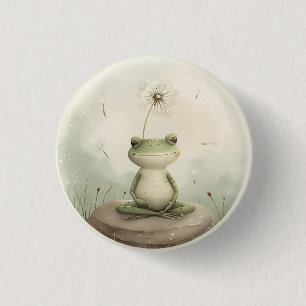 Frog meditation dandelion 1 Inch Round Button