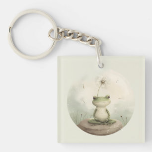 Frog meditation dandelion Keychain