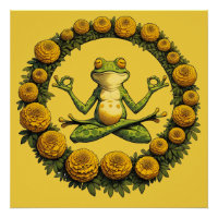 Frog Meditation Froggy Yoga Marigolds             