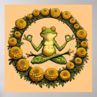 Frog Meditation Froggy Yoga Marigolds             